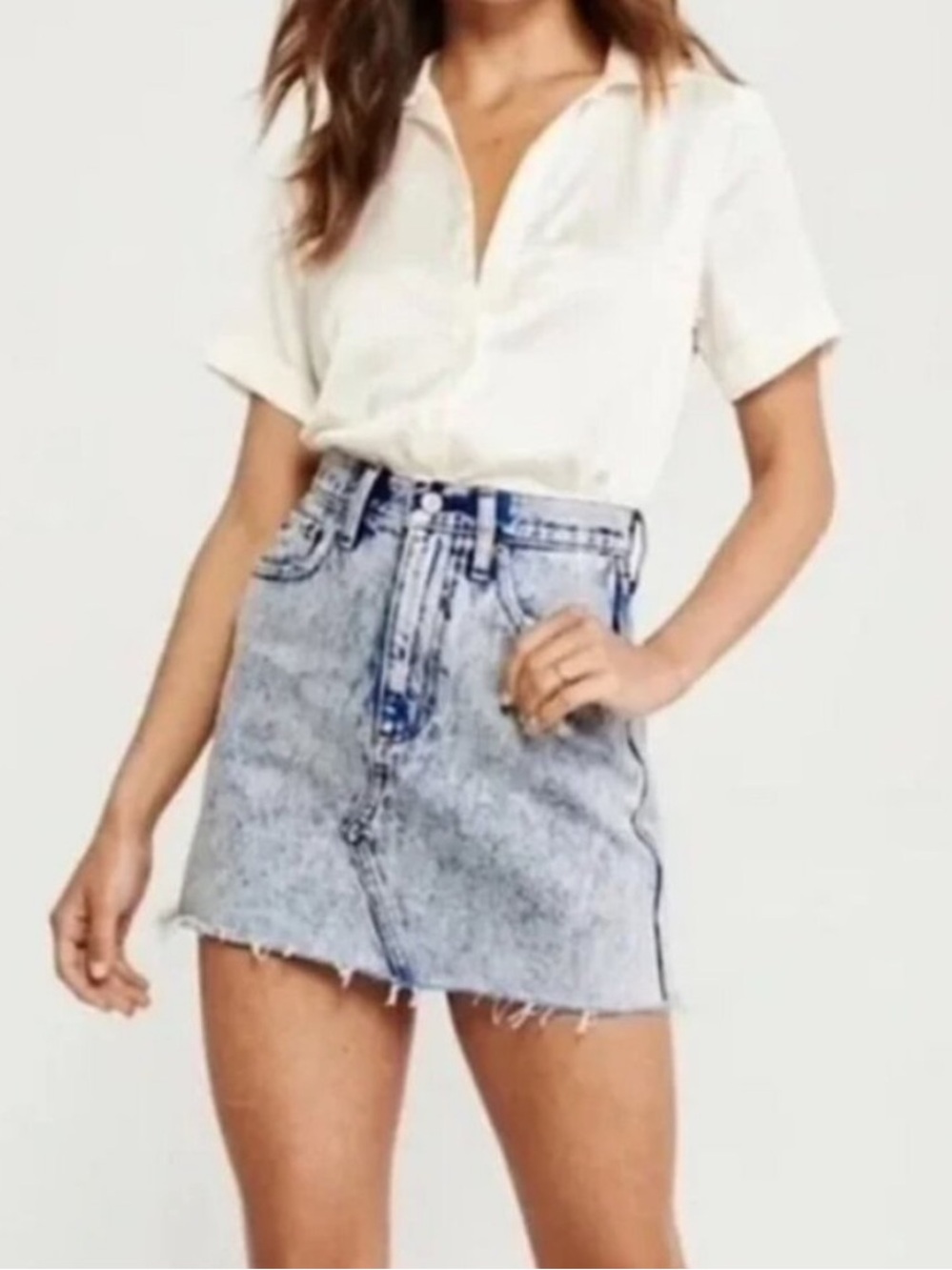 Abercrombie & Fitch Skirt Light Wash Natural Rise A-Line Denim Mini Skirt NWT